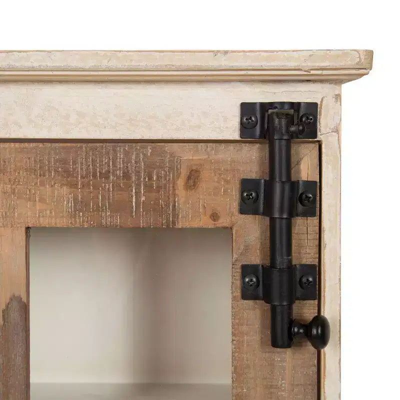 Pensile Rustico in Legno Bianco con Anta in Vetro, Monouso