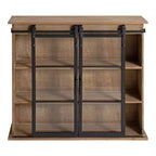 30" x 28" Barnhardt Decorative Wooden Wall Cabinet with 2 Sliding Glass Doors Rustic Brown - Kate & Laurel All Things Decor: Metal Framed