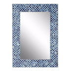 Wood Quatrefoil Wall Mirror Blue - Olivia & May: Contemporary Style, Rectangle Shape, No Assembly Required