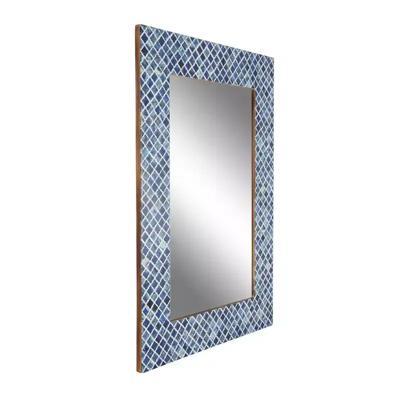 Specchio da parete rettangolare a mosaico blu e bianco – 1 pezzo