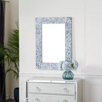 Specchio da parete rettangolare a mosaico blu e bianco – 1 pezzo
