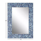 Specchio da parete rettangolare a mosaico blu e bianco – 1 pezzo