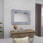 Specchio da parete rettangolare a mosaico blu e bianco – 1 pezzo