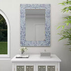 Specchio da parete rettangolare a mosaico blu e bianco – 1 pezzo