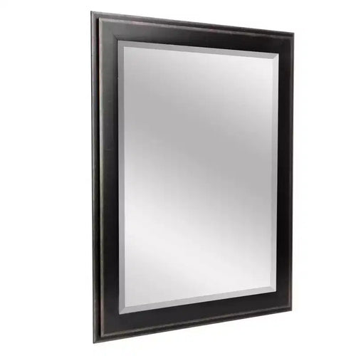 31.5" x 43.5" Two-Toned Frame Mirror Black - Head West: Beveled Glass, Antique Texture, No Assembly Required