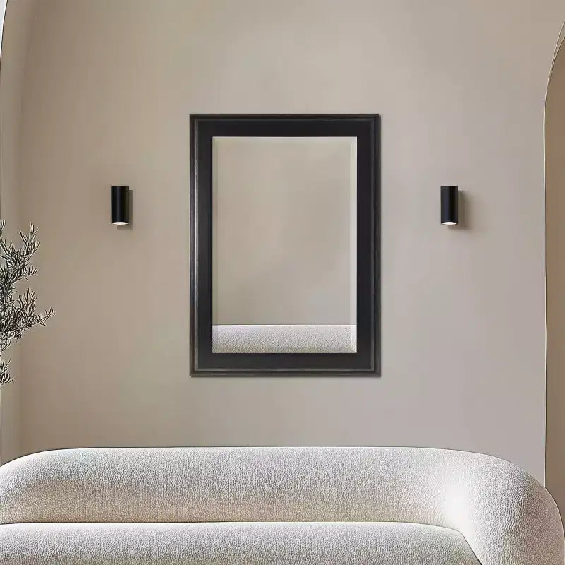 Specchio da parete smussato con cornice bicolore nera 80 x 110 cm – Singolo