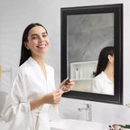 Specchio da parete smussato con cornice bicolore nera 80 x 110 cm – Singolo