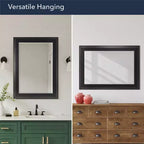 Specchio da parete smussato con cornice bicolore nera 80 x 110 cm – Singolo