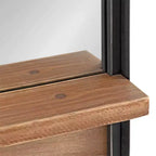 Specchio da parete ad arco nero con mensola in legno - Singolo