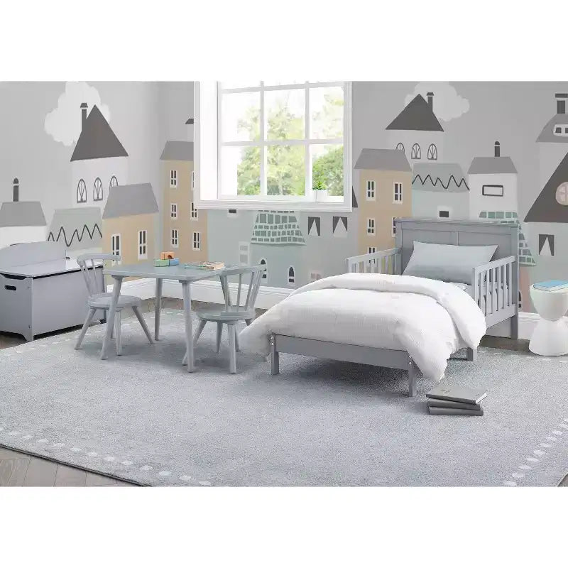 Lettino Grigio per Bambini con Sponde, per 1 Bambino