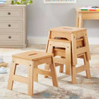 Melissa & Doug Wooden Stools - Set of 4 - Kids Dining/Activity Chairs, Stackable, 100 lb Capacity