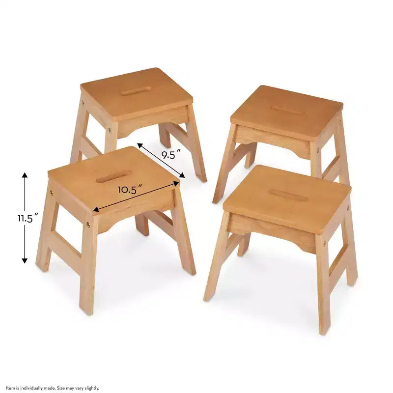 Sgabelli per Bambini Bianchi e in Legno Naturale – Set da 4, Impilabili, Posti a Sedere fino a 4