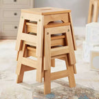 Sgabelli per Bambini Bianchi e in Legno Naturale – Set da 4, Impilabili, Posti a Sedere fino a 4