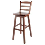 Winsome Scalera Ladder Back Swivel Seat Counter Height Barstool Walnut: Fixed Height, Wood Frame, 220lb Capacity