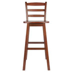 Sgabello da bar Winsome Scalera altezza bancone con schienale a pioli e sedile girevole in noce: altezza fissa, struttura in legno, capacità 100 kg
