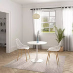 Set da pranzo rotondo bianco lucido, 3 pezzi (1 tavolo + 2 sedie)