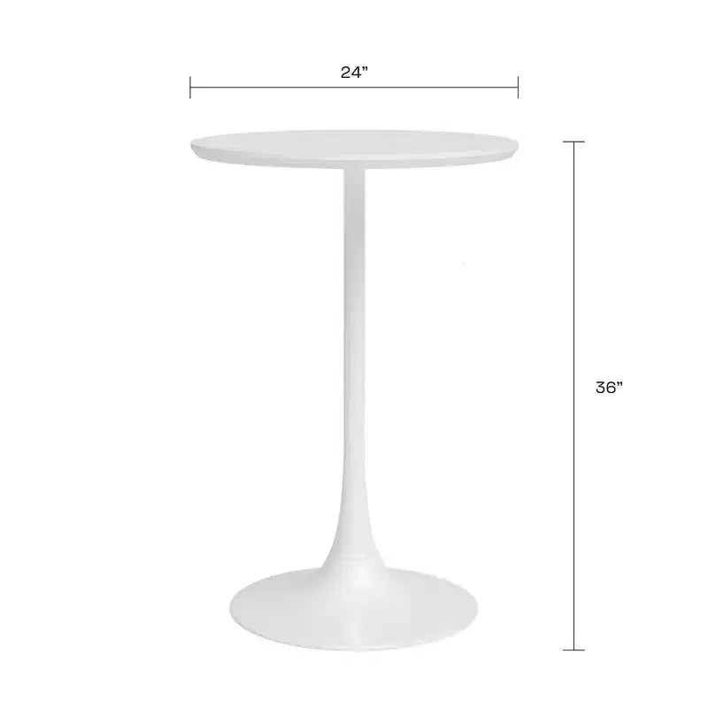 Set da pranzo rotondo bianco lucido, 3 pezzi (1 tavolo + 2 sedie)