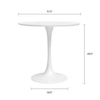 Set da pranzo rotondo bianco lucido, 3 pezzi (1 tavolo + 2 sedie)