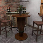 Tavolo Alto da Bar in Legno Rustico di Eucalipto - Marrone - Olivia & May: Tavolo da Pranzo Rotondo, 101,6 cm di Altezza, Gamba a 4 Punti, Posti a Sedere 2