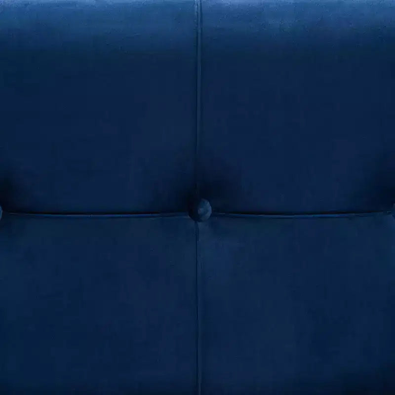 Pouf contenitore in velluto blu navy e oro – Rettangolare, 1 posto