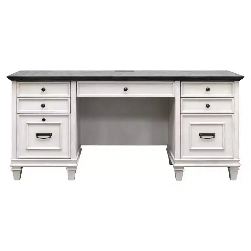 Hartford Credenza White - Martin Furniture: Executive Office Furniture with Enclosed Storage, Metal Hardware