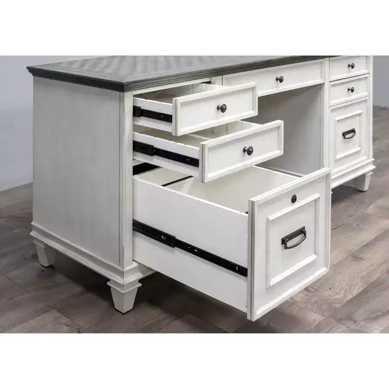 Scrivania a Credenza Bianca con Contenitore Chiuso – Utente Singolo, Componenti in Metallo