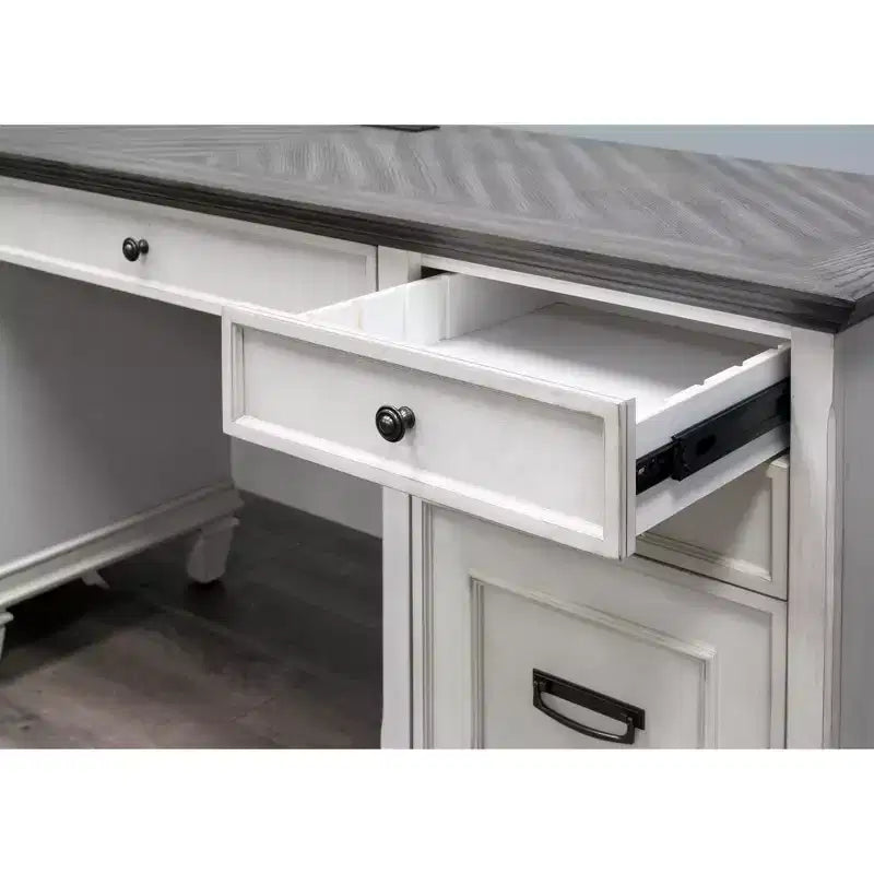 Scrivania a Credenza Bianca con Contenitore Chiuso – Utente Singolo, Componenti in Metallo