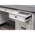 Scrivania a Credenza Bianca con Contenitore Chiuso – Utente Singolo, Componenti in Metallo