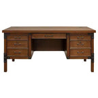 Martin Furniture Addison Half Pedestal Desk Auburn : Sturdy Office Furniture with File Storage, No Assembly Required