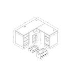 Scrivania angolare a L in rovere bianco con cassetti con serratura e porte USB, 1 persona