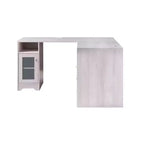 Scrivania angolare a L in rovere bianco con cassetti con serratura e porte USB, 1 persona