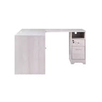 Scrivania angolare a L in rovere bianco con cassetti con serratura e porte USB, 1 persona