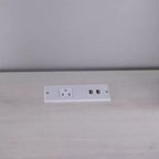 Scrivania angolare a L in rovere bianco con cassetti con serratura e porte USB, 1 persona