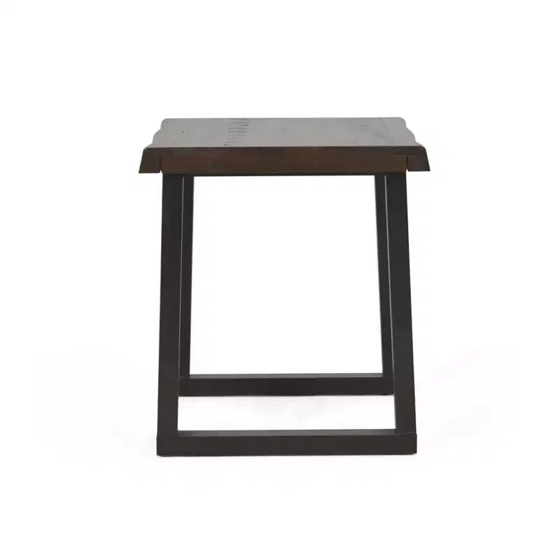 Tavolino con Bordo Naturale, Ciliegio/Nero, Quadrato, 1 Posto, Pino Massiccio
