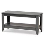 Elada Wood Coffee Table: Lower Shelf Storage, Tapered Feet, Modern Living Room - Baxton Studio