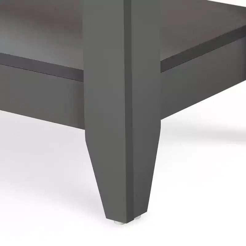 Tavolino da Caffè Rettangolare Grigio con Ripiano Inferiore e Gambe Affusolate, Montaggio da 1 Persona