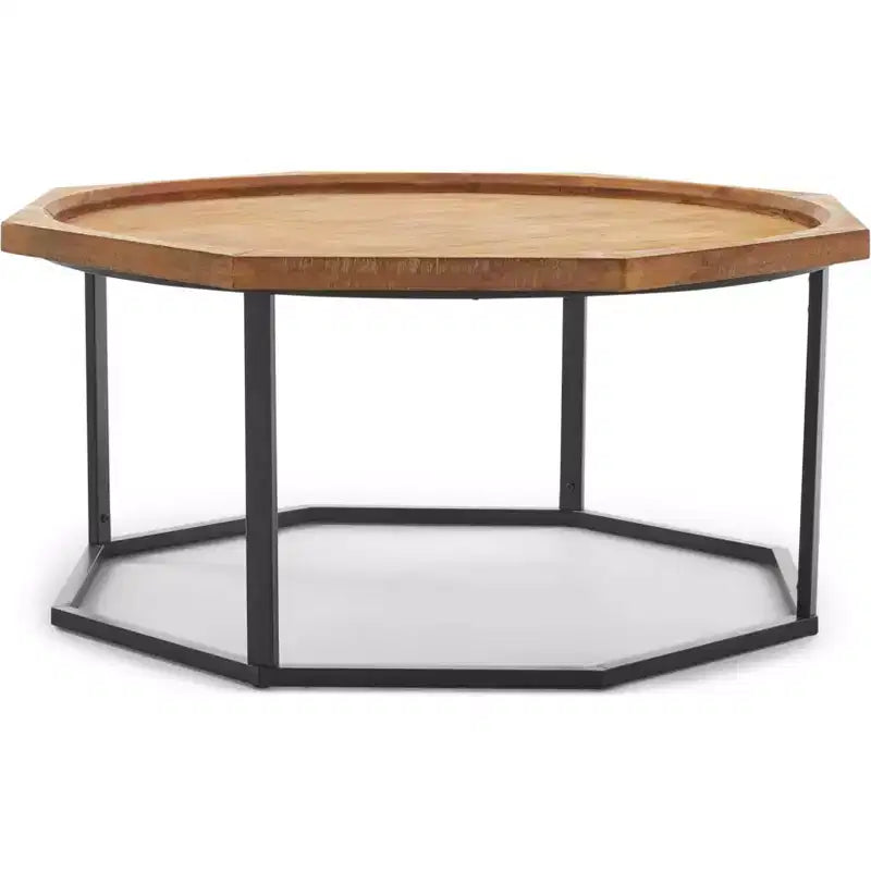 Tavolino ottagonale nero e marrone – Stile rustico moderno, Posti a sedere: 1