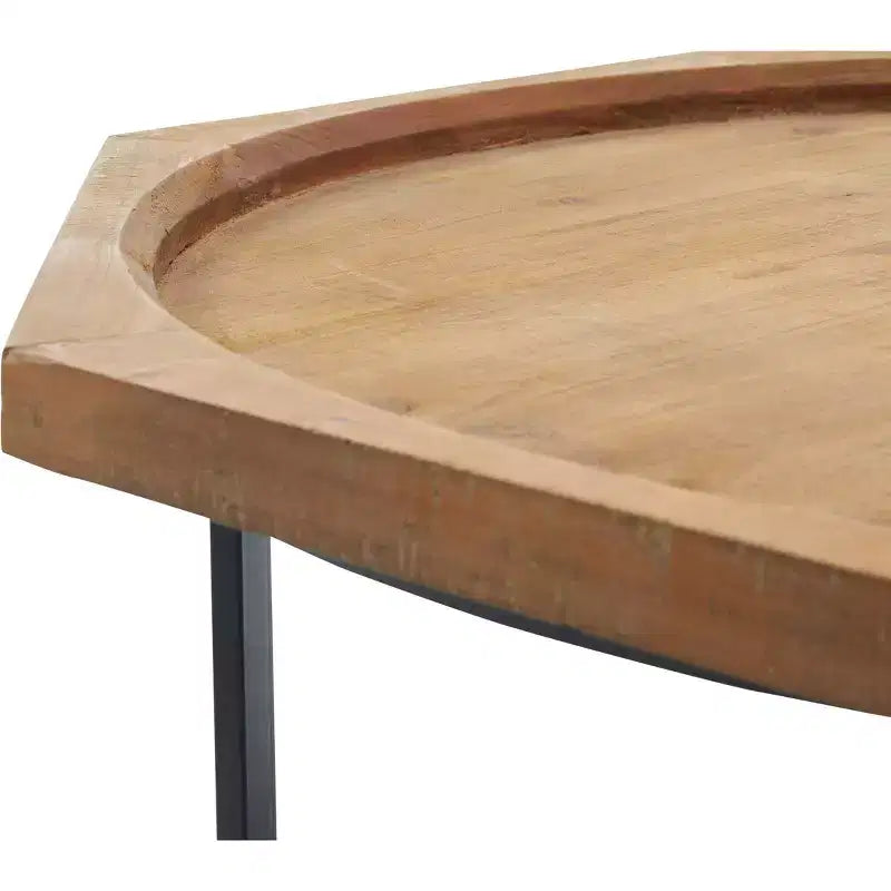 Tavolino ottagonale nero e marrone – Stile rustico moderno, Posti a sedere: 1