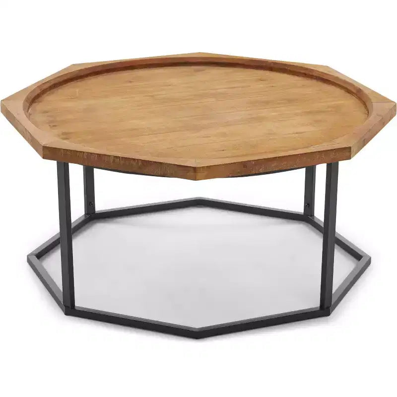 Tavolino ottagonale nero e marrone – Stile rustico moderno, Posti a sedere: 1