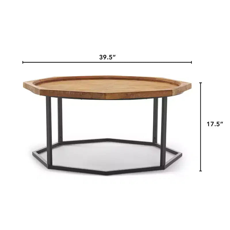Tavolino ottagonale nero e marrone – Stile rustico moderno, Posti a sedere: 1
