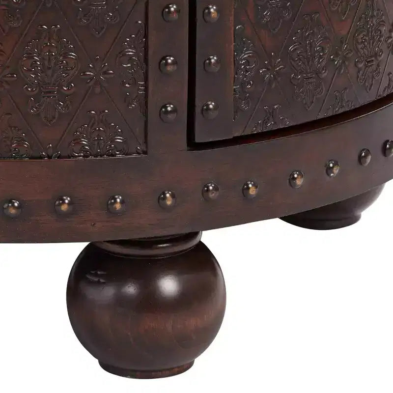 Tavolino rotondo accentato marrone con contenitore, 1 pezzo