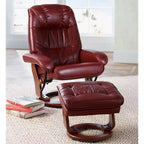 Poltrona reclinabile girevole Ruby in similpelle con pouf, 2 posti