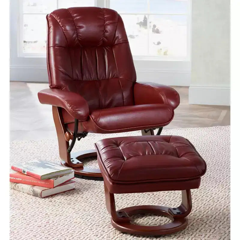 Poltrona reclinabile girevole Ruby in similpelle con pouf, 2 posti