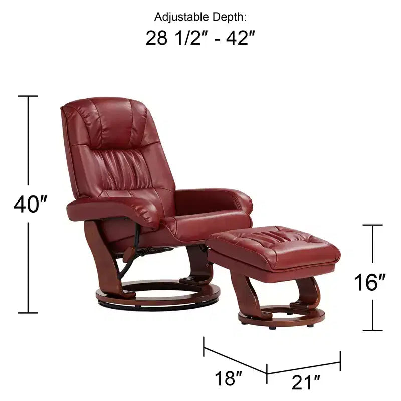 Poltrona reclinabile girevole Ruby in similpelle con pouf, 2 posti