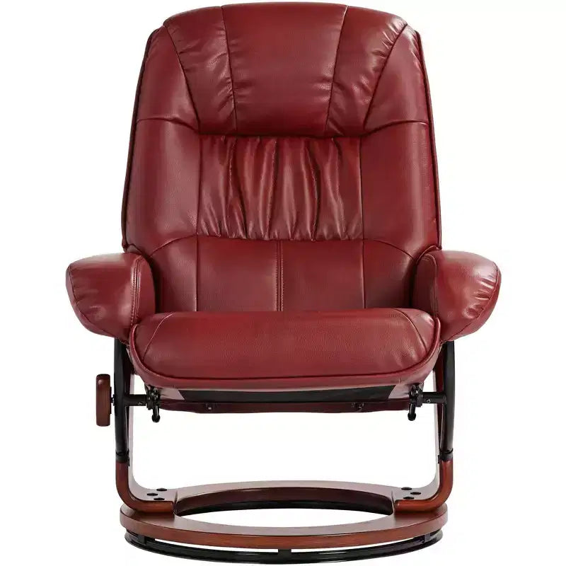 Poltrona reclinabile girevole Ruby in similpelle con pouf, 2 posti