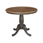 Set tavolo da pranzo rotondo allungabile e 4 sedie senza braccioli, color talpa/carbone sbiancato – 4 posti a sedere