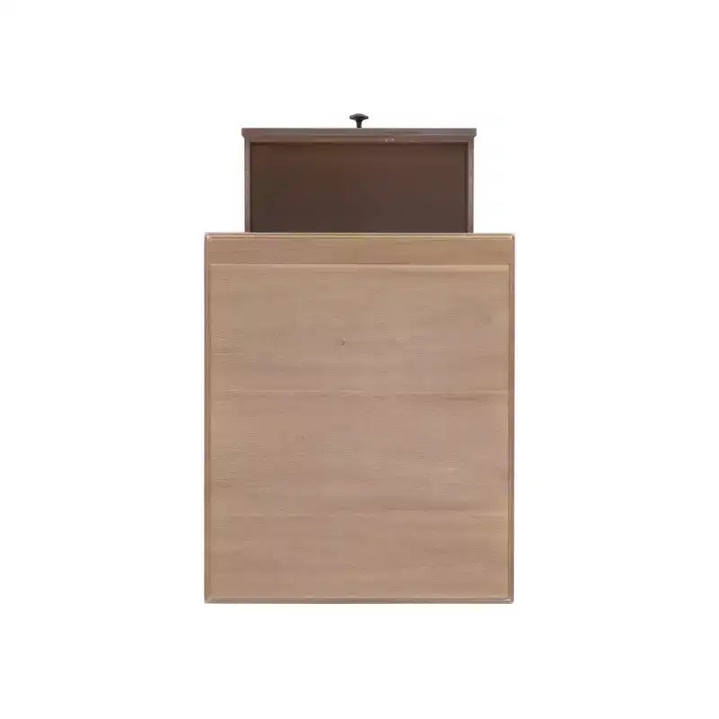 Tavolino Rettangolare con Cassetto e Ripiano – Naturale / Nocciola / Bianco, 1 Pezzo