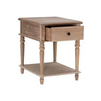 Tavolino Rettangolare con Cassetto e Ripiano – Naturale / Nocciola / Bianco, 1 Pezzo