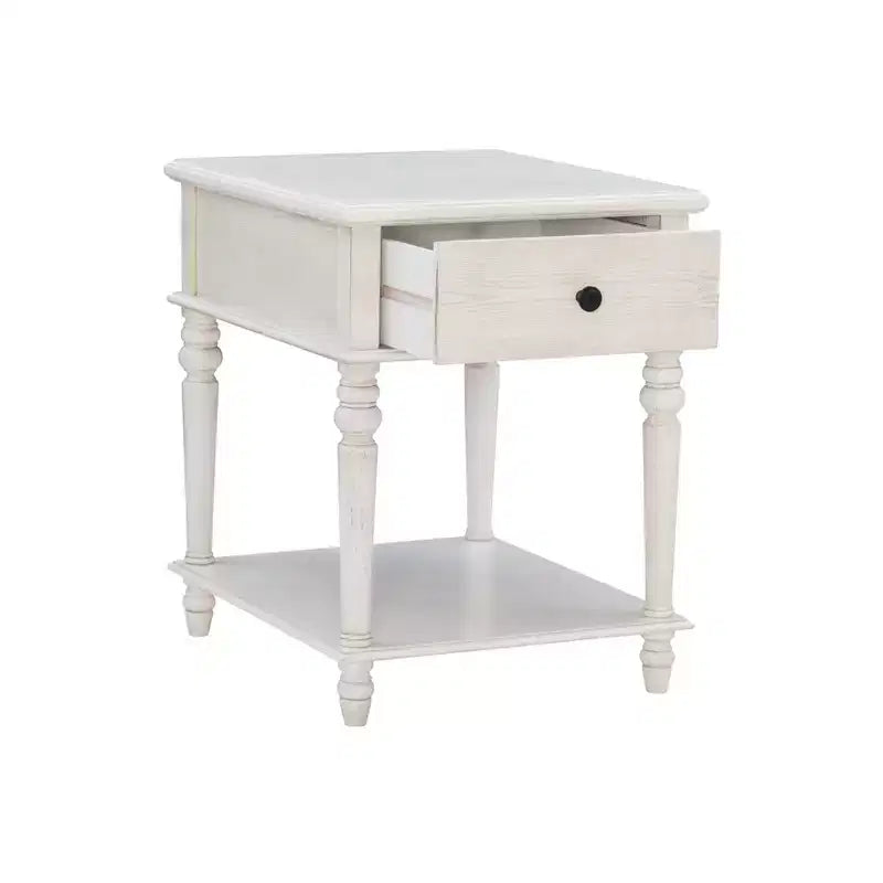 Tavolino Rettangolare con Cassetto e Ripiano – Naturale / Nocciola / Bianco, 1 Pezzo