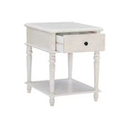 Tavolino Rettangolare con Cassetto e Ripiano – Naturale / Nocciola / Bianco, 1 Pezzo